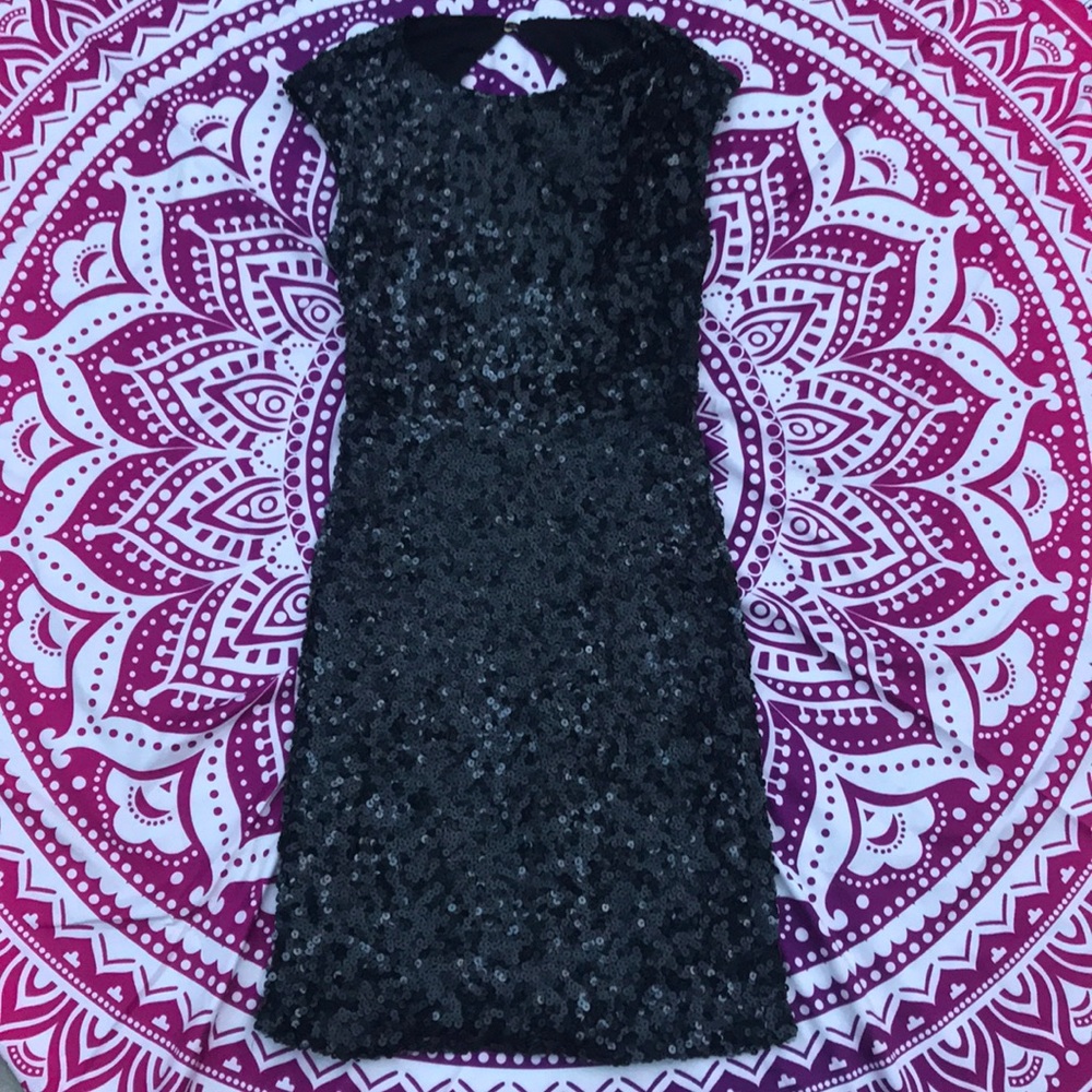 NWT ✨ Rachel Zoe Black Sequin Open Back Mini Dress
